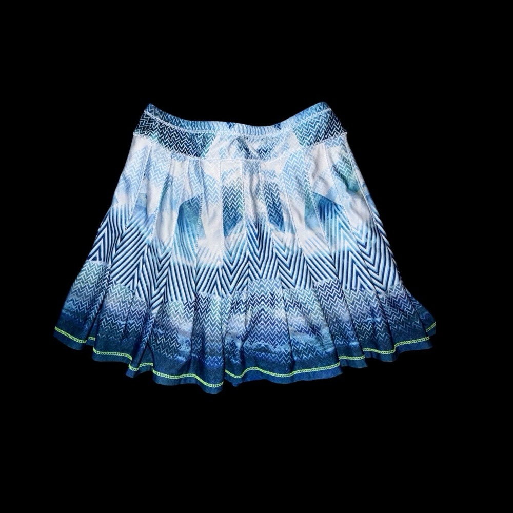 Lucky in Love Tennis Skort Skirt Womens XS 0-2 Stretch Blue Triangle Print Golf